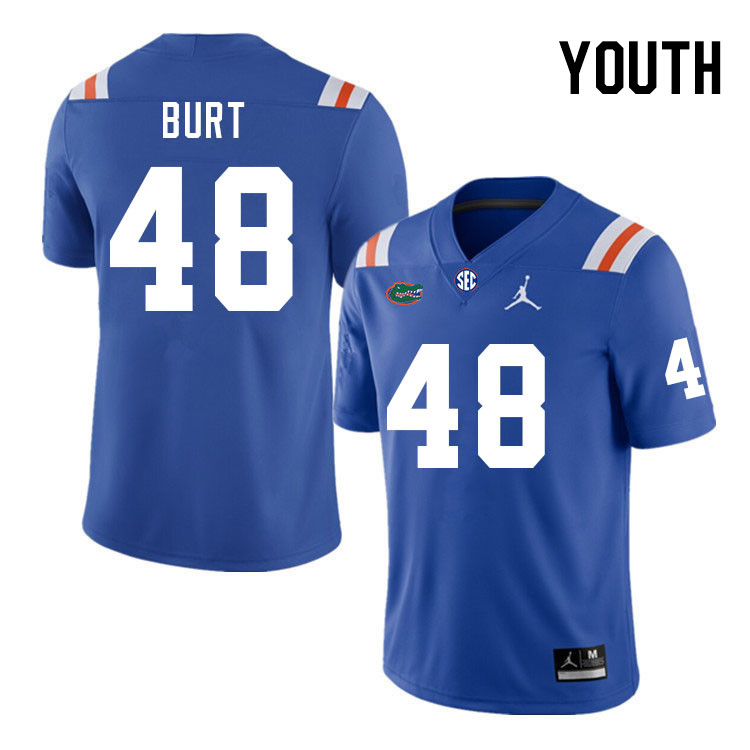 Youth #48 Gannon Burt Florida Gators College Football Jerseys Stitched Sale-Throwback